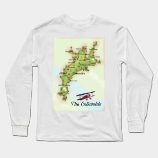 Cotswolds England travel map Long Sleeve T-Shirt